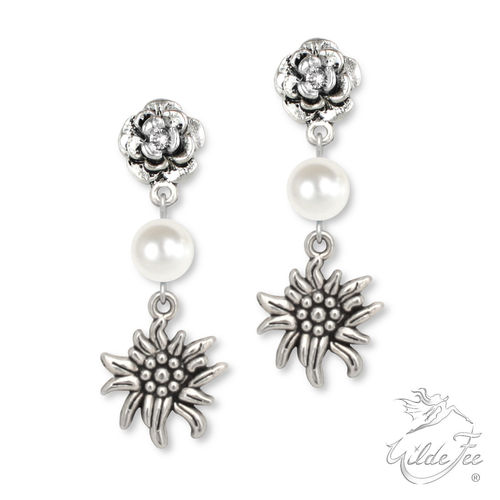 Ohrringe PEARLS AND CHARMS Edelweiß weiss