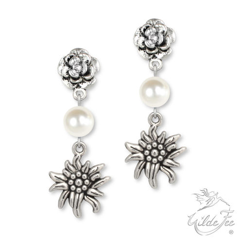 Ohrringe PEARLS AND CHARMS Edelweiß cremeweiss